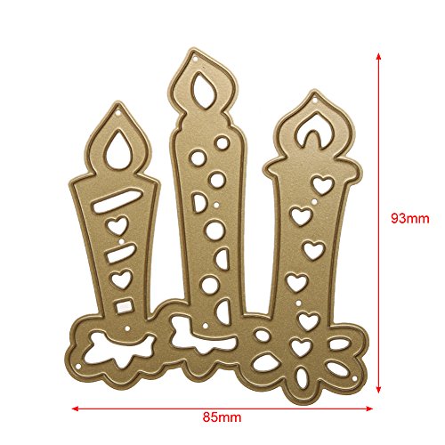 Amazingdeal365 3PCS Kerz Metall Form Stanzschablonen Schablonen Schneiden DIY Dekor Sammelalbum Karten Buchzeichen Lesezeichen als Geschenk für Freunde Geburtstag Kinder,Kindergarten Hobby Schule Handarbeit Unterricht usw. Ein tolles Geschenk! - 9