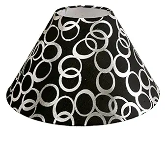 AADHYA CREATIONS Fabric Tapered Lampshade with Silver rings (Black, 25X25X14 cm)