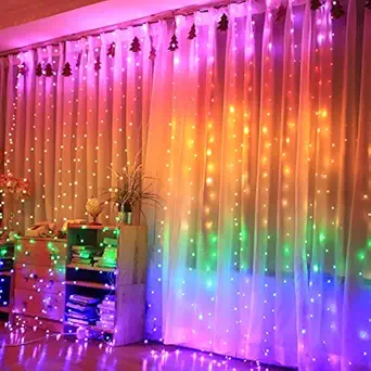 CITRA 240 LED 9.8Feet Curtain Lights Icicle Lights Fairy String Lights with 8 Modes for Wedding Party Family Patio Lawn Decoration - Multi