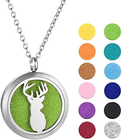 Zoiki Aromatherapy Essential Oils Diffuser Necklace Buck Pattern Pendant Necklace