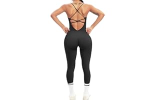TZLDN Yoga Jumpsuit for Women Black All in One Jumpsuit Seamless Bodycon Gym Romper Sexy Workout Unitard Backless Playsuit