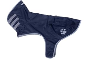 Petface Showerproof Fold Away Dog Rain Jacket, Navy Blue, 45cm