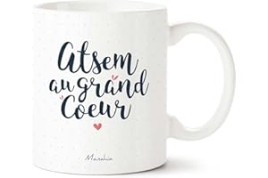 Manahia Mug Cadeau ATSEM - Atsem au grand Coeur - Avec Boite Kraft - 330 mL Céramique - Tasse atsem personnalisée - Imprimé en France - Fin d'Année Scolaire - Tasse Merci