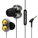 Flash Earphones with Mic,In Ear Headphones with Microphone and Volume Control,Dual Drivers Earphones Earbuds with HiFi Audio,Deep Bass (Black/Gold) RS.889.00