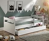 kinderbett massivholz 100x200 inkl. Schublade Kinderbett Jugendbett 140x70 oder 160x80 Massivholz Matratze Schublade Lattenrost (140x70, Weiß)