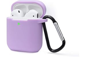 KOKOKA Schutzhülle Hülle Kompatibel mit AirPods 2 & 1, Silikon Schutzhülle Hülle Case für AirPods 2 & 1, LED an der Frontseite Sichtbar Stoßfeste Schutzhülle, Helles Lila