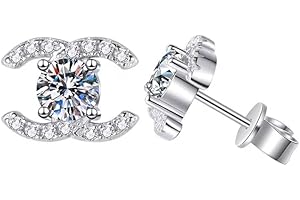 Moissanite Stud Earrings 5 mm 0.5 ct with Certificate of Authenticity 925 Sterling Silver 18 K White Gold Plating Diamond Lab Grow Diamond Women's Earrings, Silver