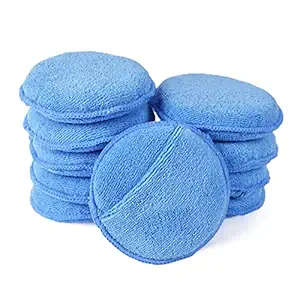 Honeytecs 10PCS 5Inch Microfiber Wax Applicator Round Car Care Pocket Sponge with Elastic Finger Band Wax Applicator for Cars Wax Applicator Foam Sponge