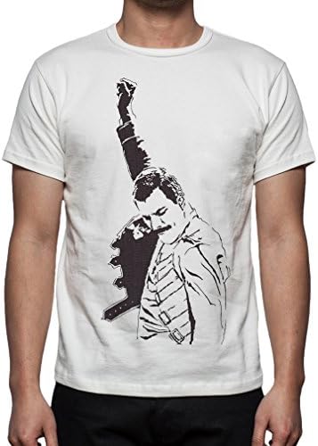Palalula Men's Music Freddie Mercury Tribute T-Shirt M White