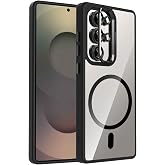 Galaxy S25 Ultra ile Uyumlu Kılıf Standlı ve Kamera Lens Hediyeli M-Safe Şarj &Ouml;zellikli CNS Etro Kapak - Siyah