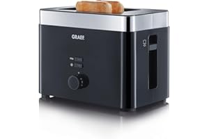 ‎GRAEF. GRAEF Toaster TO62 Schwarz 2-Scheiben Toaster mit Brötchenaufsatz, Sicherheitsabschaltung, Brotscheibenzentrierung und Krümelschublade