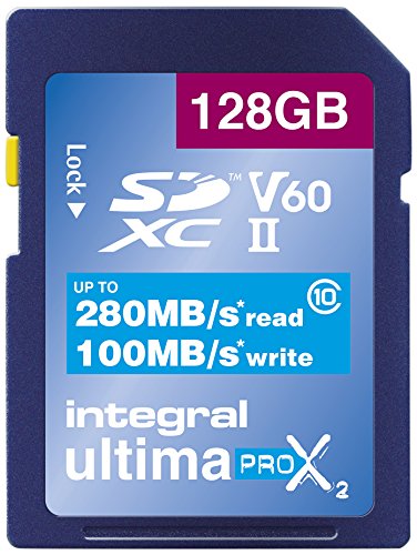 Integral - SD XC 128Go, Carte Mémoire UltimaPro X2 Ultra Haute Vitesse jusqu'à 280MB/s, Pour Enreg Integral - SD XC 128Go, Carte Mémoire UltimaPro X2 Ultra Haute Vitesse jusqu'à 280MB/s, Pour Enreg