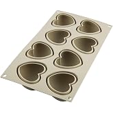 silikomart | CUORICINO Silicone Mold, Non-Stick, 8 Hearts, Pack of 1 Mold | Pack of 1 Non-Stick Cake Tin, 65 x 65 x 39 mm, Vo