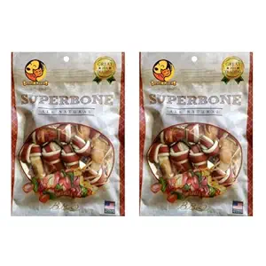 Foodie Puppies Super Bone All Natural BBQ Flavour Knotted Dog Treat, 9 in1 (Knotted, BBQ, Pack of 2)
