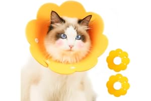 Renyigou Cat Cone Pet Cone Collar Cute Comfy Pet Recovery Collar Protective Cat Cone Alternative Adjustable Collar for Cat Elizabeth Protective Collar (Sunflower, Yellow 2pcs)
