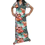 Indiatrendzs Women Nighty Hosiery Cotton Grey Floral Sleepwear Maxi Night Gown Chest:40