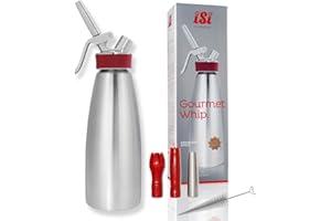 iSi Gourmet Whip Sahnespender 1 L, Alle Teile spülmaschinenfest, Körper aus hochwertigem Edelstahl, Betrieb mit iSi Sahnekapseln, Für Sahne, warme und kalte Saucen, Suppen, Espumas, Desserts