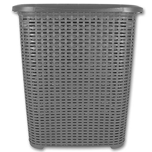 Wäschetruhe - Wäschekiste - Wäschesammler - Wäschekorb Rattan 45L mit Farbauswahl (45L grau)