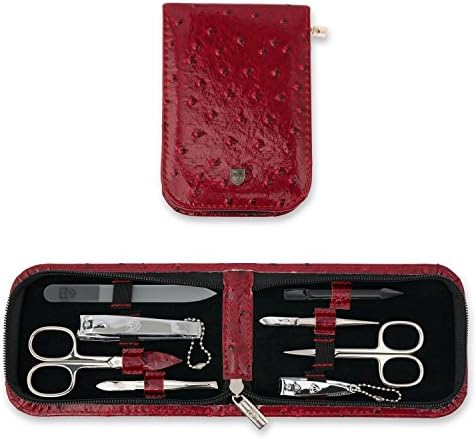 3 Swords Germany - brand quality 8 piece manicure pedicure grooming kit set for professional finger & toe nail care scissors clipper fashion leather case in gift box, Made by 3 Swords (0927)