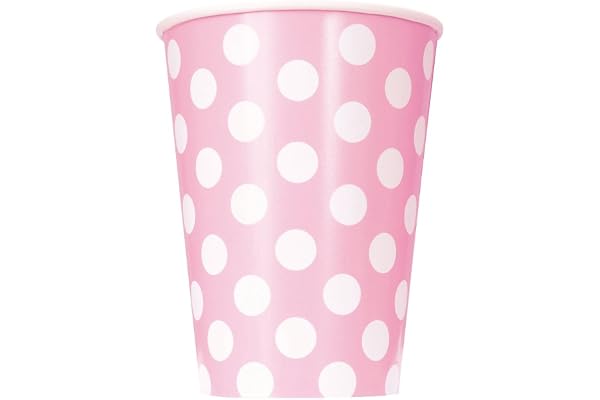 Unique Party - 37976 - Paquet de 6 Gobelets - Carton à Pois - 354 ml - Rose Pastel