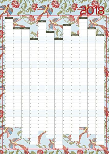 A2 Year Wall Planner / Wall Calendar 2018 - Birds of Paradise