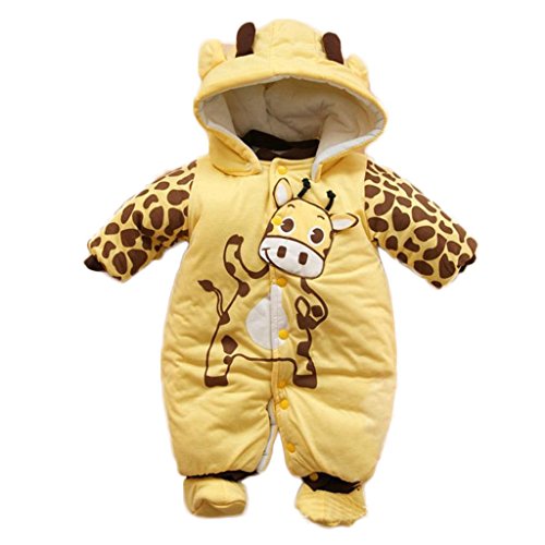 Baby Girls Boys Cows Warm Body Suit Autumn and Winter Infant Jumpsuits Rompers