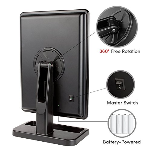 Wuiyepo Make-up-Spiegel mit LED Beleuchtung Dimmbar durch Schalter + 20 LEDs + Ultra-High Definition Falterbar Standspiegel Profi Kosmetikspiegel Schminkspiegel Tischspiegel Batteriebetrieben - 6