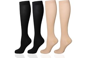 VYZUTR Chaussettes de Compression, 2 Paires 15-20 mmHg Bas de Contention pour Femmes et Hommes, Chaussettes de Compression, entorse de la cheville