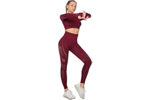 Jamron Donna Set di Abbigliamento Yoga Top Corto+Ghette 2PCS/3PCS Tuta Sportiva Palestra Fitness Activewear
