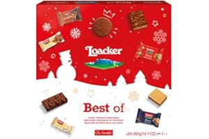 Loacker, Best of Moments Winter 400g, Mix di Bontà a Base di Wafer al Cioccolato in Formato Mini, Idea Regalo per Natale, Party Box con Vassoio, Confezione Regalo con 44 Monoporzioni