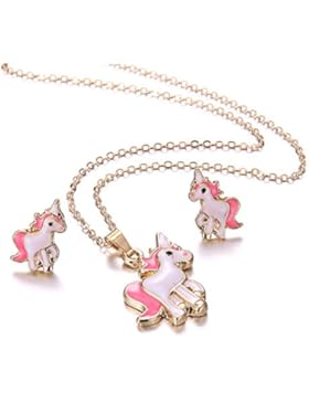 Rosa Pferd Einhorn Schmuckset fü
