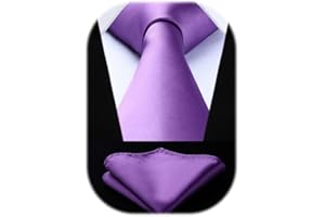 HISDERN Cravate Homme Mariage Fete Cravates et Mouchoirs pour hommes Cravate Classique Ensemble Carré de Poche,Couleur unie