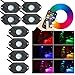 Produktbild zhiteyou 12 V Off Raod LED-Rock Light RGB Rock Light LED Bluetooth Steuerung  8 Pods RGB LED Auto Rock Light Kits Wireless Handy App Steuerung unter Auto LED Rock