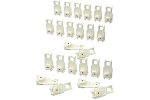 MEILLEURES VENTES - 24 chariots sur roulettes pour tringles de rideaux chemin de fer, ou au plafond, axe acier rail confort blanc