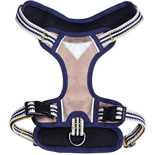Blueberry-Pet-Soft-Comfortable-3M-Reflective-Multi-colored-Stripe-No-pull-Mesh-Padded-Dog-Harness-Vest-4-Colors-Matching-Collar-Lead-Available-Separately