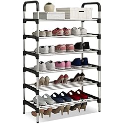 UDEAR Range Chaussures 6 Étages Organisateur de Rangement de Chaussures Noir 56 * 30 * 110 CM