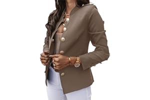 Onsoyours Blazer Femme Élégant Veste Double Breasted Boucle OL à Manches Longues Veste Blazer Slim Fit Veste Tailleur Cintrée Habillée Costume Jacket Manteau