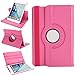 Produktbild WindTeco Neu iPad 9.7 Zoll 2017 / iPad Air 2 / iPad Air Hülle - 360 Grad Rotierende Stand Smart Cover Case Schutzhülle Tasche Etui mit Auto Schlaf / Wach Funktion für Apple New iPad 9.7 inch 2017 Modell / iPad Air 2 2014 Modell / iPad Air 2013 Modell Tablet, Magenta