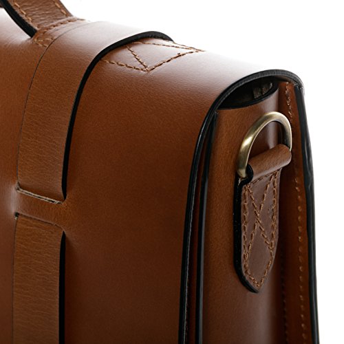 Scotch & Vain Aktentasche BOSTON DUO – Rucksack groß fit für 15.4″ mit Extra-Abtrennung- Laptoptasche festes Material – echt Sattelleder hellbraun-cognac - 6