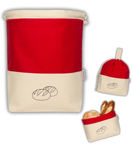 Sac à Pain Extra Large New Living Coton Lin Biologique | 44x35cm | 2 X Sacs à Pain Réutilisables | Sac De Conservation Des Aliments | Sac à Pain écologique