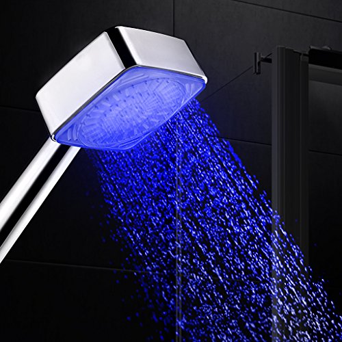 Finether LED Brause Duschkopf Verstellbare Handbrause Duschebrause temperatur Brausekopf Regenbrause mit Licht Farbwechsel 3 Farben Automatic für Dusche Badezimmer - 2