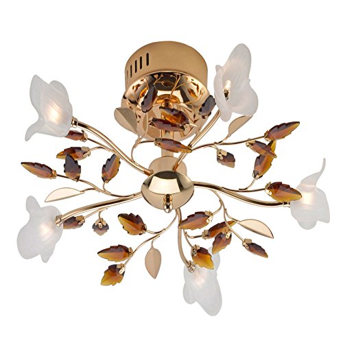 Preisvergleich Produktbild Stilvolle Leuchten Deckenstrahler, Deckenleuchte, Deckenlampe, Spots, Wohnzimmerlampe, Deckenspot, Lampe Kinderzimmer, Deckenbeleuchtung, Deckenlampe Wohnzimmer-Kinderzimmer-Schlafzimmer, LED Lampe, 5-flammig Inklusive Halogenleuchtmittel 5 mal G4, je 10 Watt.Messingfarben