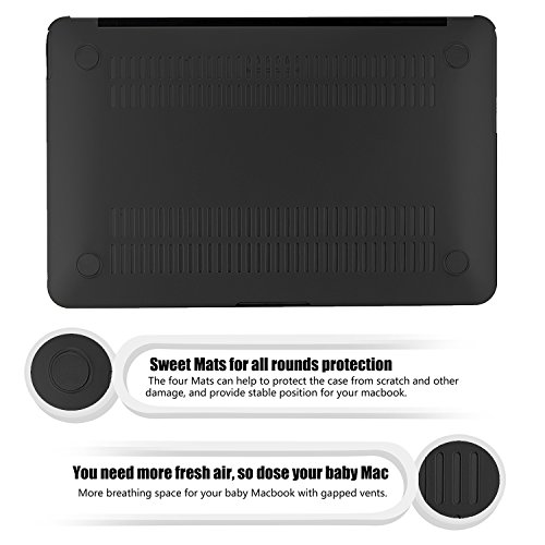 tinxi® Zweiteilige Matte Gummierte Harte Schutzhülle für Apple Macbook Pro Retina 13,3 Zoll (Modell A1425 A1502) Hülle Cover Schale Schutz Hülle Tasche Etui Case Shell Hard Plastik transparent mattiert Schwarz - 6