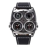 YGMDSL Kreativ Atmosphäre Bewegung Doppelte Bewegung Kompass Thermometer Männer Quarzuhren,B