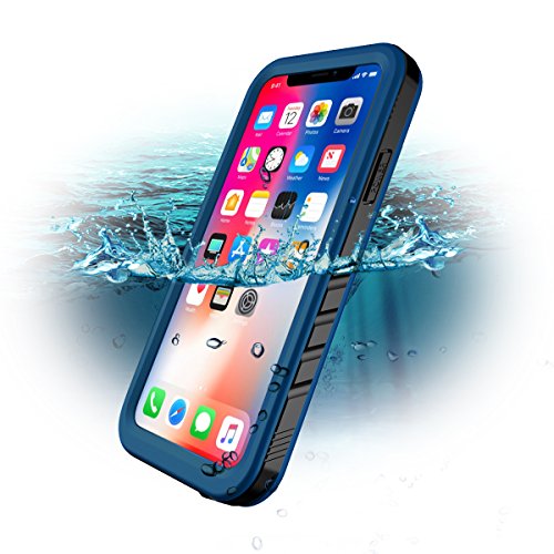 Gelink Coque Étanche pour iPhone X, iPhone XS Waterproof Case, Certifiée IPX8 Imperméable Anti-Choc Anti-poussière et Anti-Neige Housse Etui pour Apple iPhone X/iPhone XS (Bleu)