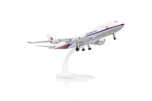 QIYUMOKE 747 Malaysia Modello di Aereo a Scala 1/300 - Boeing 747 Diecast Metallo Kit per Adulti (con Supporto) - Regali per Appassionati di Aviazione, Collezionare - L: 20