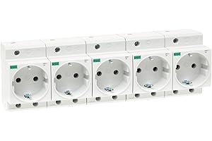 RSE Gniazdko wtykowe do zabudowy 230 V/16 A do szyny montażowej, szafka licznikowa, montaż rozdzielacza, 5 sztuk