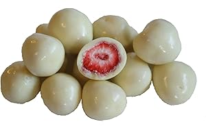 MARACUS FANCY FRUITS Erdbeeren in feiner weißen Schokolade, gefriergetrocknete Erdbeeren im weißen Schoko Mantel, leckerer Trockenfrüchte Schoko Snack, Einzelpack/250g