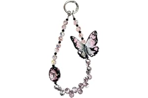 XFSRG Cuerda para Movil Colgante de Teléfono Pequeño y Creativo Mariposa con Cuentas de Cristal Brillante Colgante Móvil con Diseño de Moda