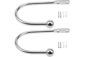 LumenTY Curtain Tieback Hooks Metal Holdback Arms Wall Mounted Curtain Hooks Drapery Holdbacks Curtain Holdback Chrome for Home Decor -2 Pack